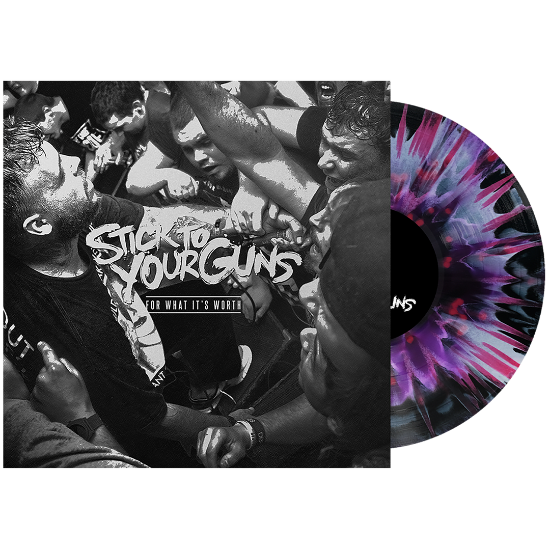 Stick To Your Guns (For What It’s Worth) White + Neon Violet + Black Side A/B w/ Magenta + Violet Splatter Vinyl